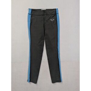 TuffRider Girls‎ Riding Tights Sz L Equestrian Silicone Knee Patch Gray Blue